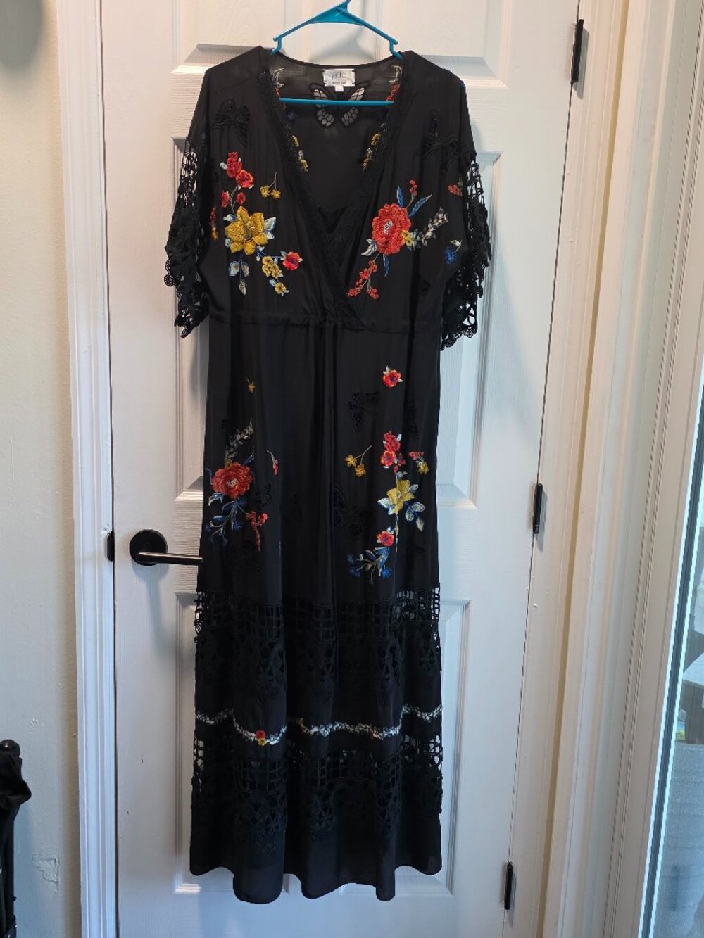 Johnny Was Jade Yalitza embroidered maxi dress in a black size Large